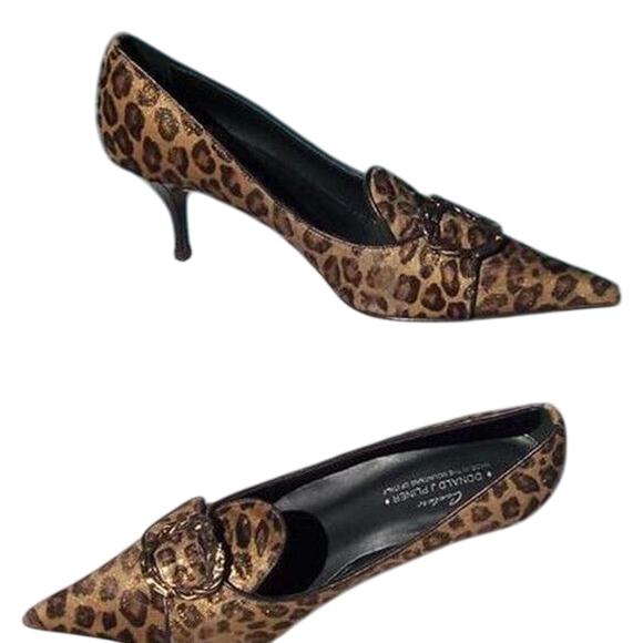 Donald Pliner Animal Distress Metallic Leather Hair Calf Pump Shoe New $425 NIB